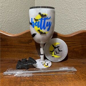 Custom batty wine tumbler 10oz set